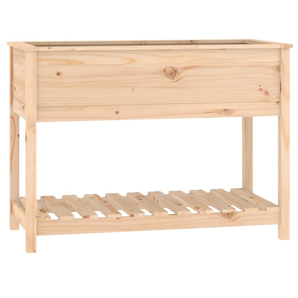 vidaXL Jardinieră cu raft, 111,5x54x81 cm, lemn masiv de pin