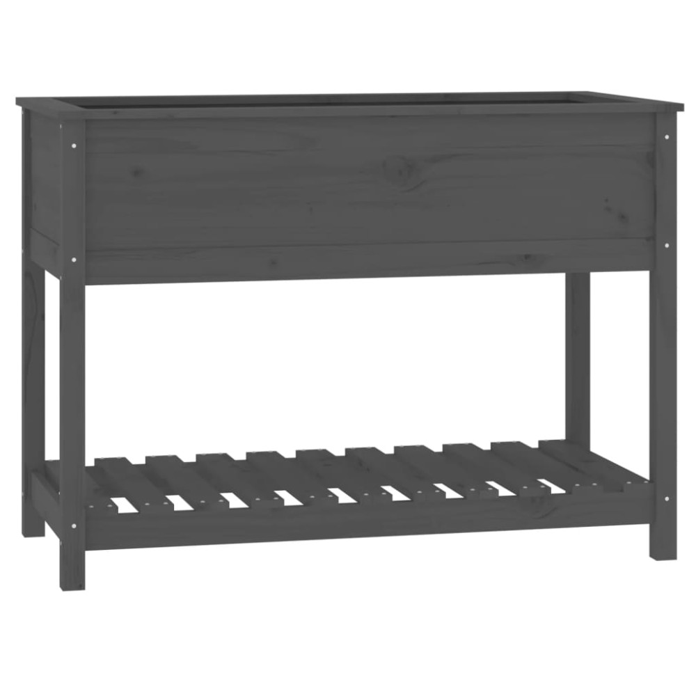 vidaXL Jardinieră cu raft, gri, 111,5x54x81 cm, lemn masiv de pin