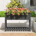 vidaXL Jardinieră cu raft, gri, 111,5x54x81 cm, lemn masiv de pin
