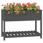 vidaXL Jardinieră cu raft, gri, 111,5x54x81 cm, lemn masiv de pin
