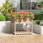 vidaXL Jardinieră cu raft, 82,5x82,5x81 cm, lemn masiv de pin vidaXL Jardinieră cu raft, 82,5x82,5x81 cm, lemn masiv de pin