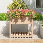 vidaXL Jardinieră cu raft, 82,5x82,5x81 cm, lemn masiv de pin vidaXL Jardinieră cu raft, 82,5x82,5x81 cm, lemn masiv de pin