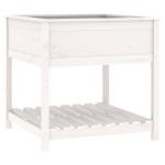 vidaXL Jardinieră cu raft, alb, 82,5x82,5x81 cm, lemn masiv de pin