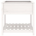 vidaXL Jardinieră cu raft, alb, 82,5x82,5x81 cm, lemn masiv de pin