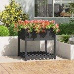 vidaXL Jardinieră cu raft, gri, 82,5x82,5x81 cm, lemn masiv de pin vidaXL Jardinieră cu raft, gri, 82,5x82,5x81 cm, lemn masiv de pin