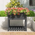 vidaXL Jardinieră cu raft, gri, 82,5x82,5x81 cm, lemn masiv de pin vidaXL Jardinieră cu raft, gri, 82,5x82,5x81 cm, lemn masiv de pin