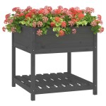 vidaXL Jardinieră cu raft, gri, 82,5x82,5x81 cm, lemn masiv de pin vidaXL Jardinieră cu raft, gri, 82,5x82,5x81 cm, lemn masiv de pin
