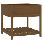 vidaXL Jardinieră cu raft, maro miere, 82,5x82,5x81 cm, lemn masiv pin