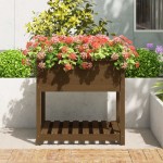 vidaXL Jardinieră cu raft, maro miere, 82,5x82,5x81 cm, lemn masiv pin
