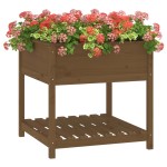 vidaXL Jardinieră cu raft, maro miere, 82,5x82,5x81 cm, lemn masiv pin