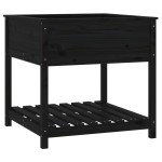 vidaXL Jardinieră cu raft, negru, 82,5x82,5x81 cm, lemn masiv de pin