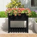 vidaXL Jardinieră cu raft, negru, 82,5x82,5x81 cm, lemn masiv de pin