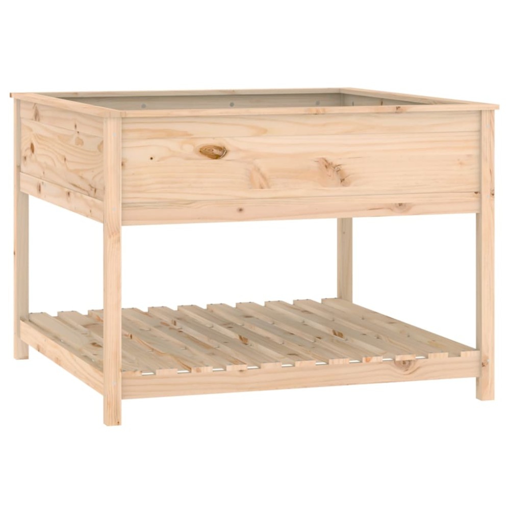 vidaXL Jardinieră cu raft, 111,5x111,5x81 cm, lemn masiv de pin