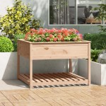 vidaXL Jardinieră cu raft, 111,5x111,5x81 cm, lemn masiv de pin vidaXL Jardinieră cu raft, 111,5x111,5x81 cm, lemn masiv de pin