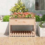 vidaXL Jardinieră cu raft, 111,5x111,5x81 cm, lemn masiv de pin vidaXL Jardinieră cu raft, 111,5x111,5x81 cm, lemn masiv de pin
