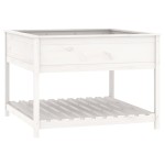 vidaXL Jardinieră cu raft, alb, 111,5x111,5x81 cm, lemn masiv de pin