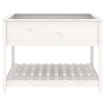 vidaXL Jardinieră cu raft, alb, 111,5x111,5x81 cm, lemn masiv de pin