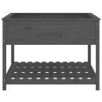 vidaXL Jardinieră cu raft, gri, 111,5x111,5x81 cm, lemn masiv de pin