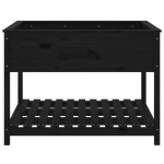 vidaXL Jardinieră cu raft, negru, 111,5x111,5x81 cm, lemn masiv de pin