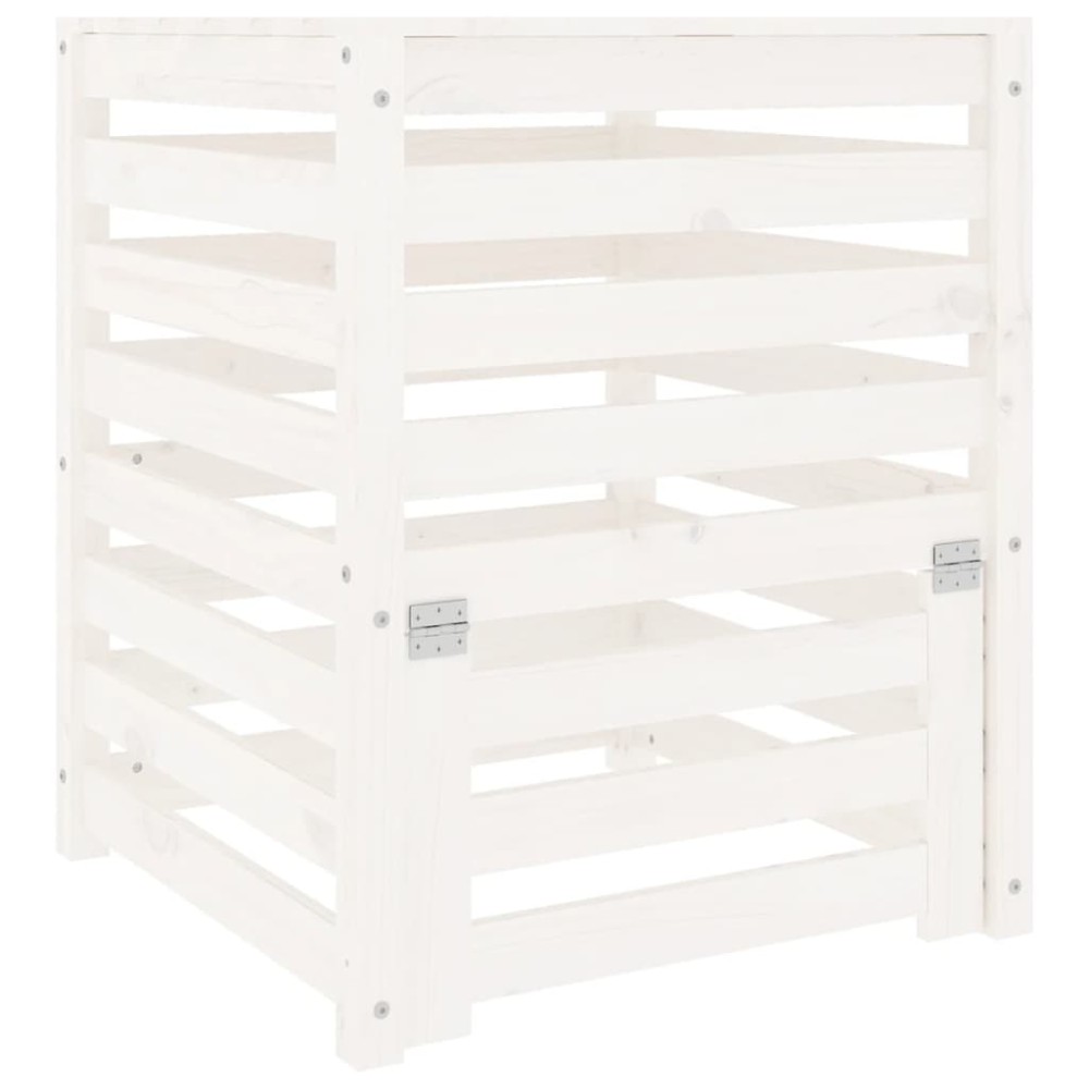 vidaXL Compostor, alb, 63,5x63,5x77,5 cm, lemn masiv de pin