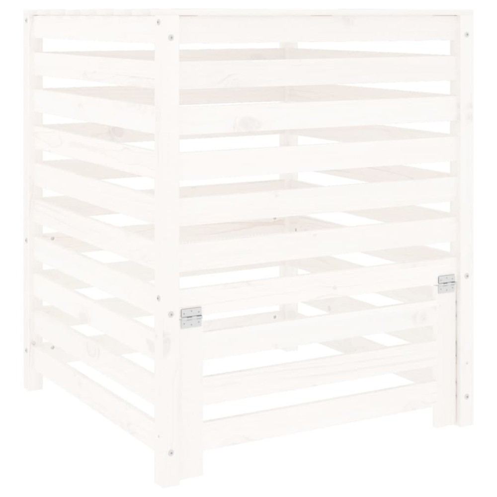 vidaXL Compostor, alb, 82,5x82,5x99,5 cm, lemn masiv de pin