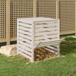 vidaXL Compostor, alb, 82,5x82,5x99,5 cm, lemn masiv de pin vidaXL Compostor, alb, 82,5x82,5x99,5 cm, lemn masiv de pin