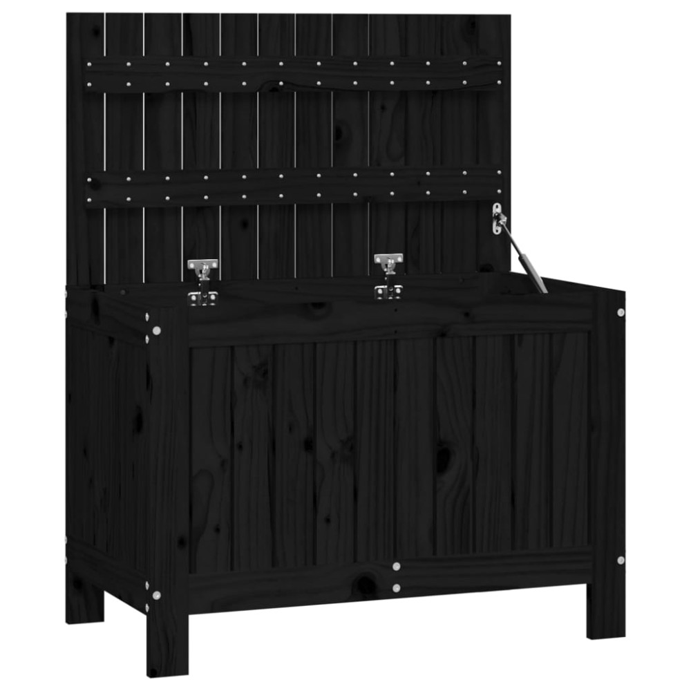 vidaXL Cutie depozitare grădină, negru, 76x42,5x54 cm, lemn masiv pin