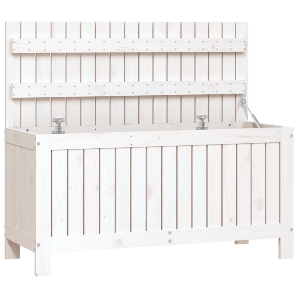 vidaXL Cutie de depozitare grădină, alb, 108x42,5x54 cm lemn masiv pin