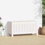 vidaXL Cutie de depozitare grădină, alb, 108x42,5x54 cm lemn masiv pin vidaXL Cutie de depozitare grădină, alb, 108x42,5x54 cm lemn masiv pin