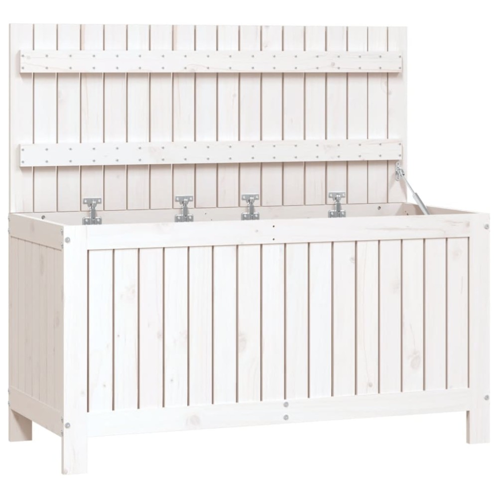 vidaXL Cutie de depozitare grădină, alb, 115x49x60 cm, lemn masiv pin