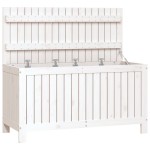 vidaXL Cutie de depozitare grădină, alb, 115x49x60 cm, lemn masiv pin vidaXL Cutie de depozitare grădină, alb, 115x49x60 cm, lemn masiv pin