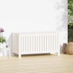 vidaXL Cutie de depozitare grădină, alb, 115x49x60 cm, lemn masiv pin vidaXL Cutie de depozitare grădină, alb, 115x49x60 cm, lemn masiv pin