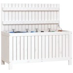 vidaXL Cutie de depozitare grădină, alb, 115x49x60 cm, lemn masiv pin vidaXL Cutie de depozitare grădină, alb, 115x49x60 cm, lemn masiv pin
