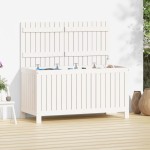 vidaXL Cutie de depozitare grădină, alb, 121x55x64 cm, lemn masiv pin vidaXL Cutie de depozitare grădină, alb, 121x55x64 cm, lemn masiv pin