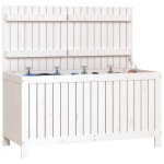 vidaXL Cutie de depozitare grădină, alb, 121x55x64 cm, lemn masiv pin vidaXL Cutie de depozitare grădină, alb, 121x55x64 cm, lemn masiv pin