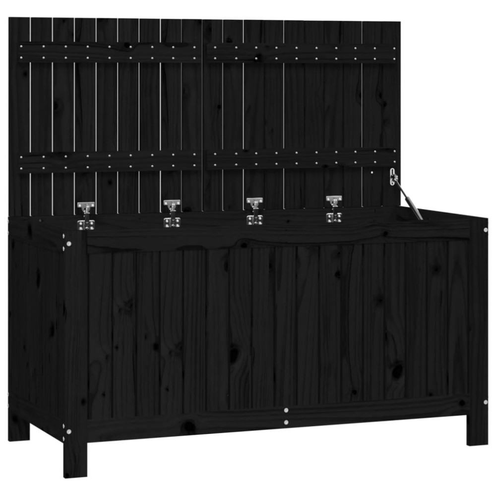 vidaXL Cutie de depozitare grădină, negru, 121x55x64 cm lemn masiv pin