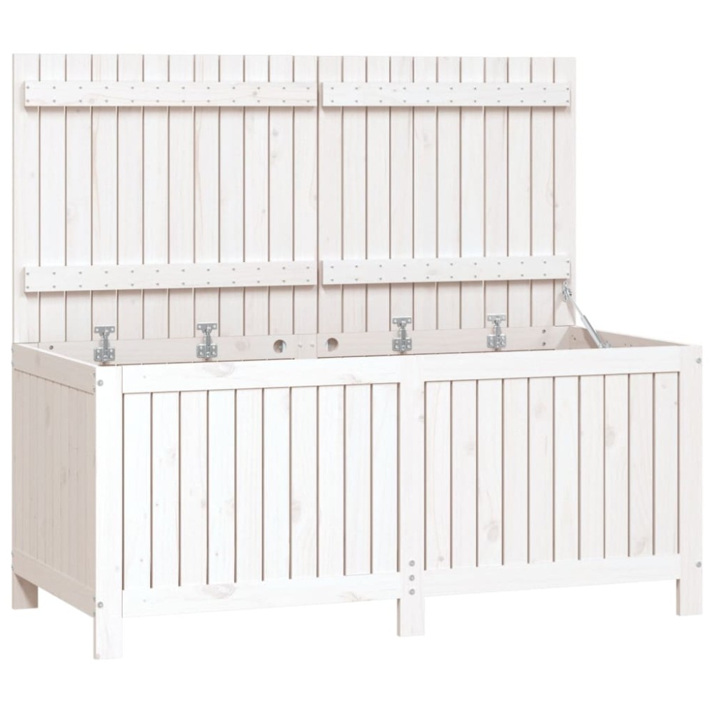 vidaXL Cutie de depozitare grădină, alb, 147x68x64 cm, lemn masiv pin