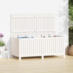 vidaXL Cutie de depozitare grădină, alb, 147x68x64 cm, lemn masiv pin vidaXL Cutie de depozitare grădină, alb, 147x68x64 cm, lemn masiv pin