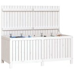 vidaXL Cutie de depozitare grădină, alb, 147x68x64 cm, lemn masiv pin vidaXL Cutie de depozitare grădină, alb, 147x68x64 cm, lemn masiv pin