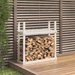 vidaXL Rastel pentru lemne de foc, alb, 110x35x108,5 cm lemn masiv pin vidaXL Rastel pentru lemne de foc, alb, 110x35x108,5 cm lemn masiv pin