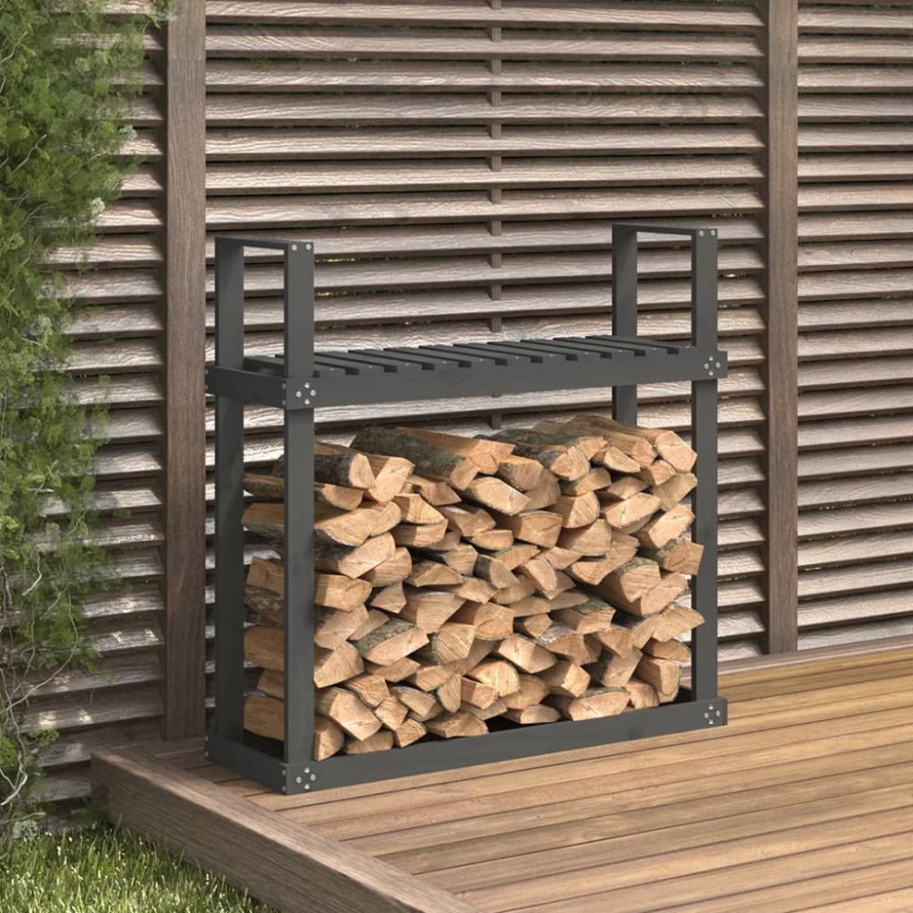 vidaXL Rastel pentru lemne de foc, gri, 110x35x108,5 cm lemn masiv pin