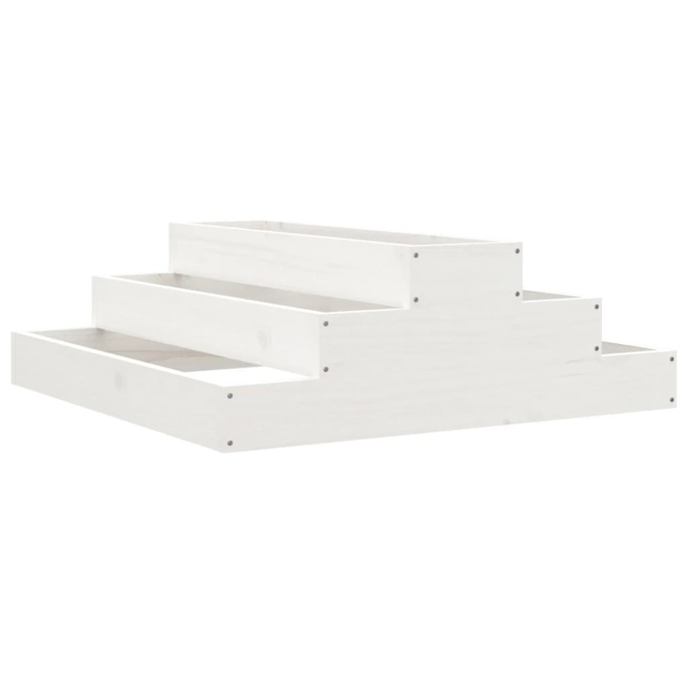 vidaXL Jardinieră, alb, 80x80x27 cm, lemn masiv de pin