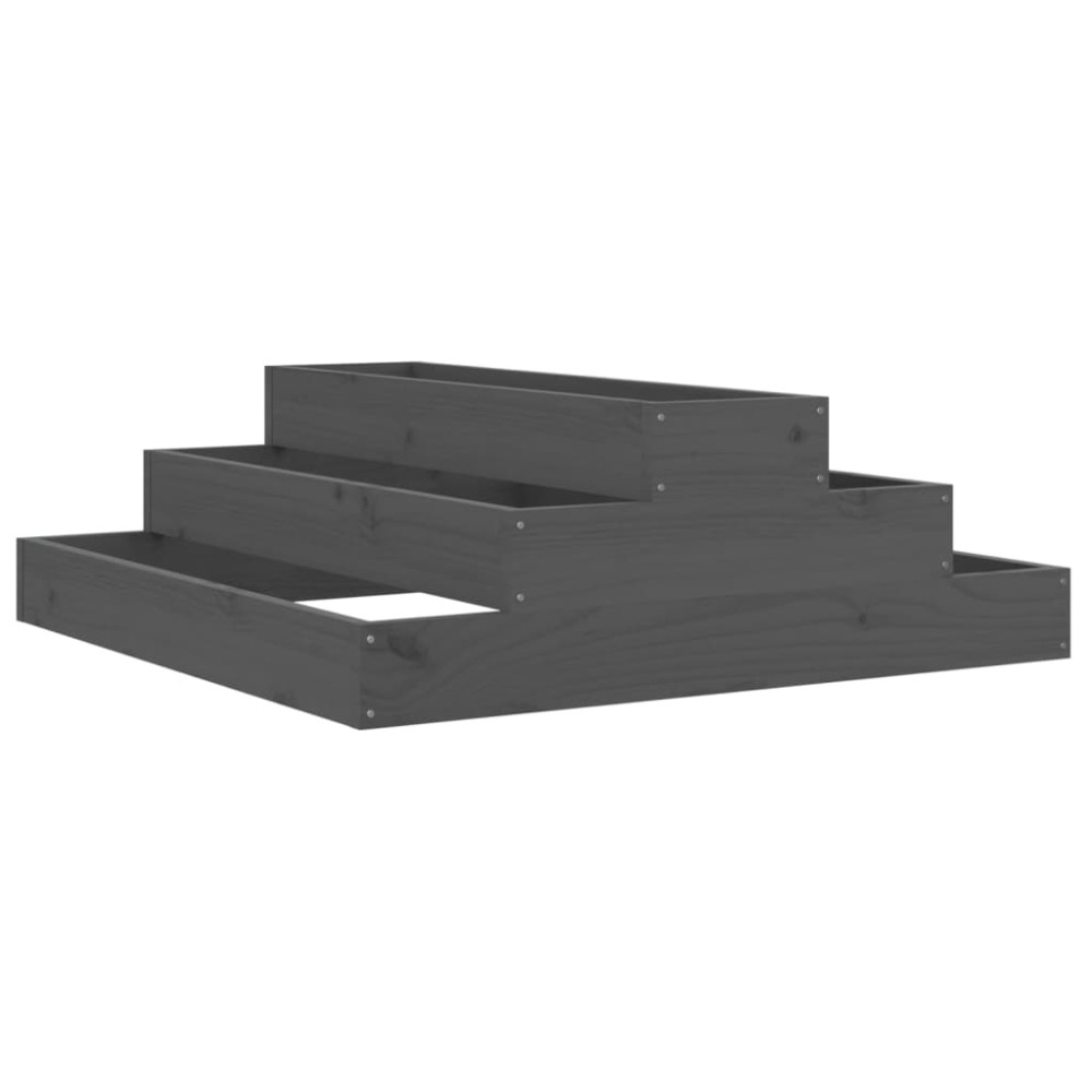vidaXL Jardinieră, gri, 80x80x27 cm, lemn masiv de pin