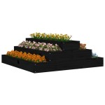 vidaXL Jardinieră, negru, 80x80x27 cm, lemn masiv de pin