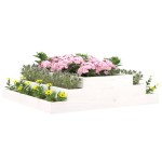 vidaXL Jardinieră, alb, 110x110x27 cm, lemn masiv de pin