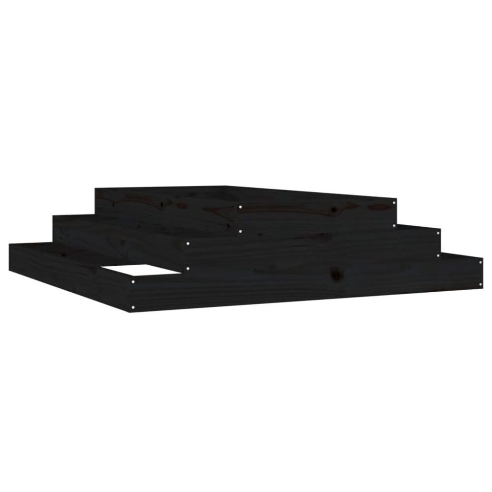 vidaXL Jardinieră, negru, 110x110x27 cm, lemn masiv de pin