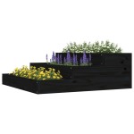 vidaXL Jardinieră, negru, 78x78x27 cm, lemn masiv de pin