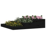 vidaXL Jardinieră, negru, 107x107x27 cm, lemn masiv de pin