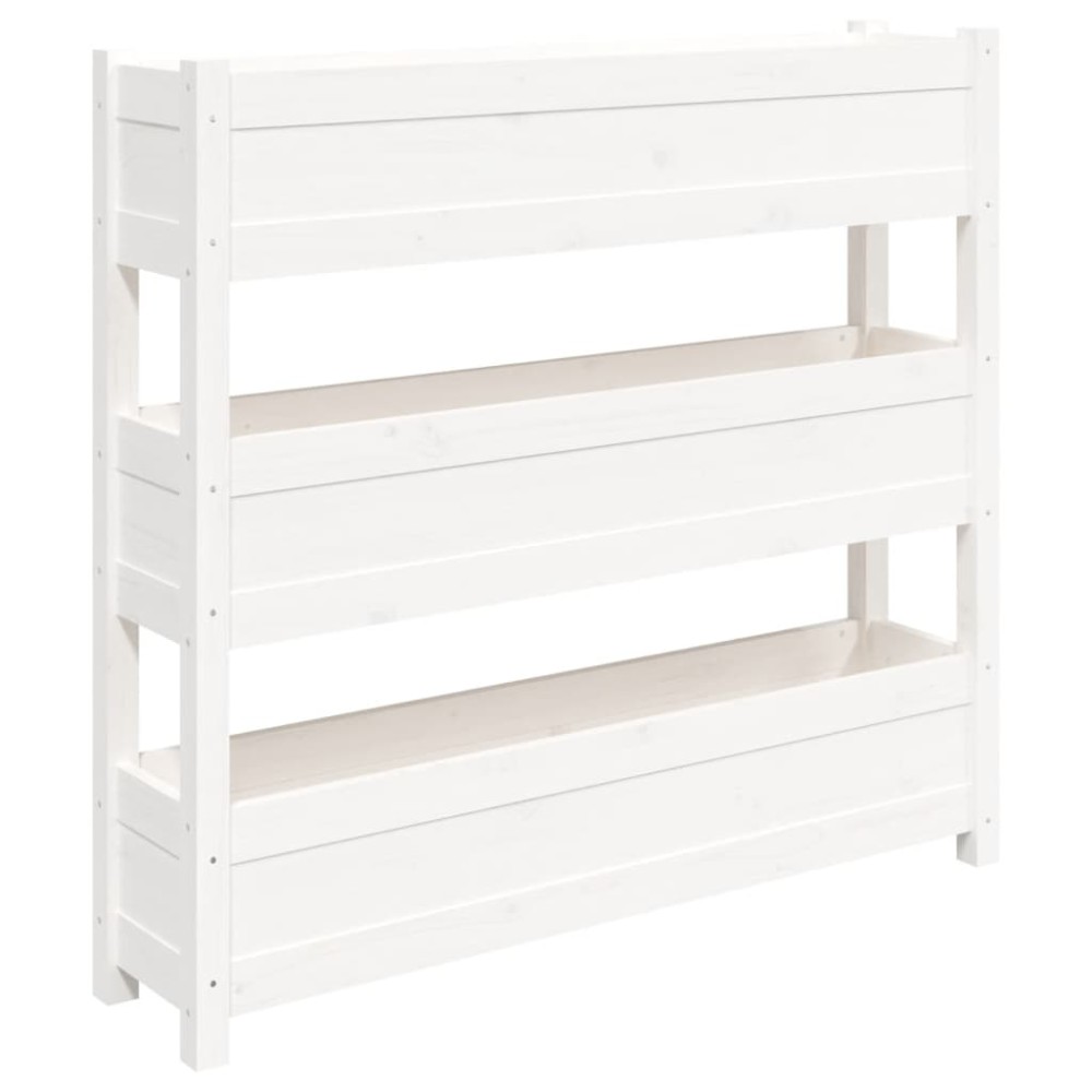 vidaXL Jardinieră, alb, 112x25x104,5 cm, lemn masiv de pin