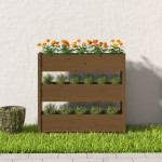 vidaXL Jardinieră, maro miere, 112x25x104,5 cm, lemn masiv de pin